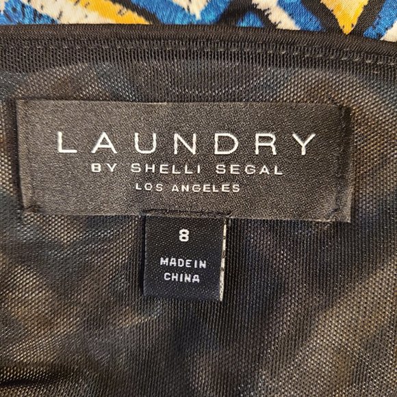 Laundry by Shelli Segal Multicolored Split Sleeve Cocktail Mosaic Dress size 8 - Picture 10 of 11